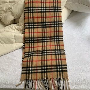 Burberry Tan and Black Checkered Scarf